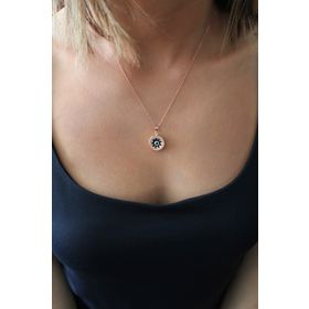 Bella Gloria TGK0379 Nazar Boncuklu Güneş Roz Gümüş Kolye