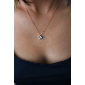 Bella Gloria TGK0388 Miks Taşlı Elmas Modeli Roz Gümüş Kolye