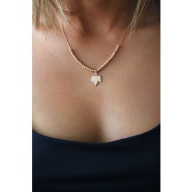 Bella Gloria TGK0389 Dorika Toplu Çınat Yaprağı Roz Gümüş Kolye