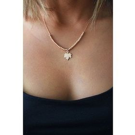 Bella Gloria TGK0389 Dorika Toplu Çınat Yaprağı Roz Gümüş Kolye