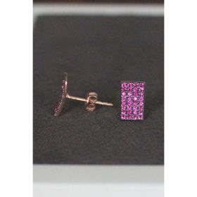Bella Gloria TGP0046 Kırmızı Dörtgen Gümüş Küpe