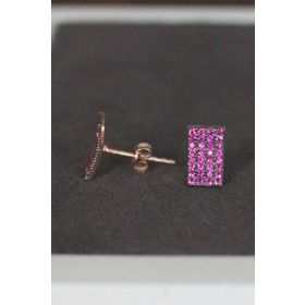 Bella Gloria TGP0046 Kırmızı Dörtgen Gümüş Küpe