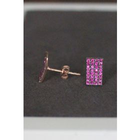 Bella Gloria TGP0046 Kırmızı Dörtgen Gümüş Küpe