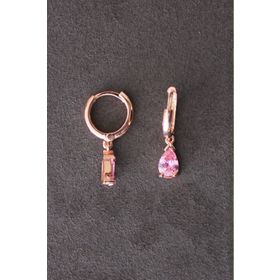 Bella Gloria TGP0071 Pembe Damla Taşlı Rose Gümüş Küpe