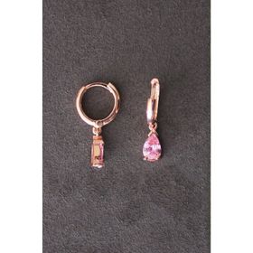 Bella Gloria TGP0071 Pembe Damla Taşlı Rose Gümüş Küpe