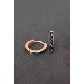 Bella Gloria TGP0076 Siyah Çift Sıra Rose Gümüş Küpe