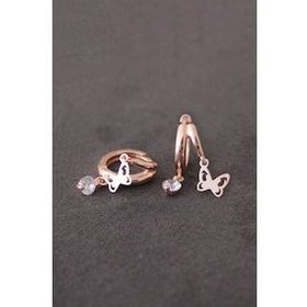 Bella Gloria TGP0079 Kelebek İkili Rose Gümüş Küpe