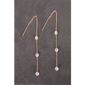 Bella Gloria TGP0099 Üç Taş Rose Gümüş Küpe