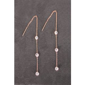 Bella Gloria TGP0099 Üç Taş Rose Gümüş Küpe