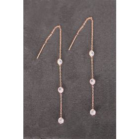 Bella Gloria TGP0099 Üç Taş Rose Gümüş Küpe