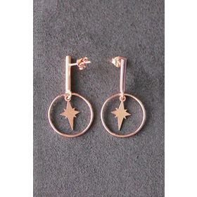 Bella Gloria TGP0105 Halkalı Kutup Yıldızı Rose Gümüş Küpe