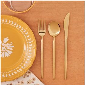 Bella Maison 5002867934 Siena 18 Parça 6 Kişilik Gold Tatlı Çatal Kaşık Bıçak Seti