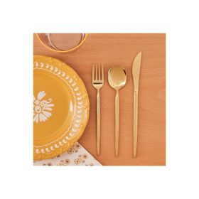 Bella Maison 5002867934 Siena 18 Parça 6 Kişilik Gold Tatlı Çatal Kaşık Bıçak Seti