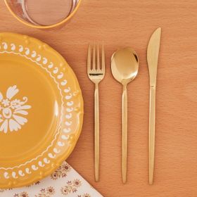 Bella Maison 5002867934 Siena 18 Parça 6 Kişilik Gold Tatlı Çatal Kaşık Bıçak Seti
