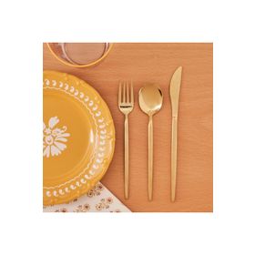Bella Maison 5002867934 Siena 18 Parça 6 Kişilik Gold Tatlı Çatal Kaşık Bıçak Seti