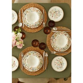 Bella Maison Flores 24 Parça 6 Kişilik Beyaz Porselen Çiçek Desenli Yemek Takımı