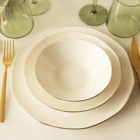 Bella Maison Opal 24 Parça 6 Kişilik Beyaz Gold Porselen Yemek Takımı