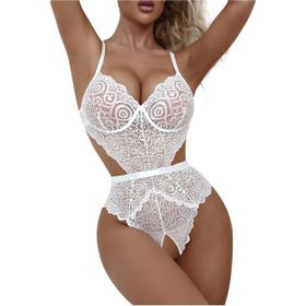 Bella Notte Beyaz Dantelli Özel Bölgesi Açık Babydoll Gecelik