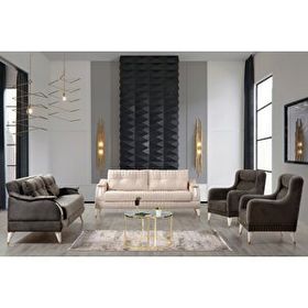 Belletto Leon Gri Krem 3+3+1+1 Koltuk Takımı