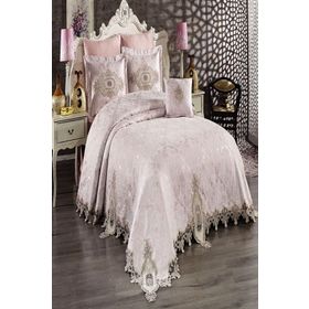 Belloo Home Gözde Fransız Dantelli Şönil Çift Kişilik Pike Takımı