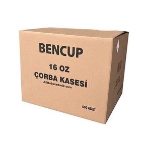 Bencup 20 Paket 25 Adet 16 Oz Kapaklı Karton Çorba Kasesi