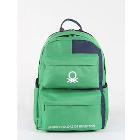 Benetton 03848 Yeşil Lacivert Çift Bölmeli Sırt Çantası