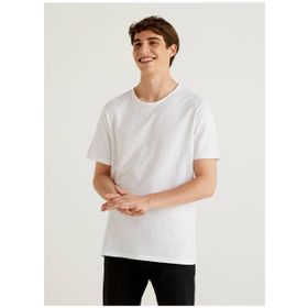 Benetton 123P3JE1J19A5 Bisiklet Yaka Beyaz Erkek T-Shirt