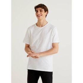 Benetton 123P3JE1J19A5 Bisiklet Yaka Beyaz Erkek T-Shirt