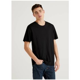 Benetton 123P3JE1J19A5 Bisiklet Yaka Siyah Erkek T-Shirt