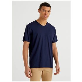 Benetton 123P3JE1J4264 V Yaka Lacivert Erkek T-Shirt