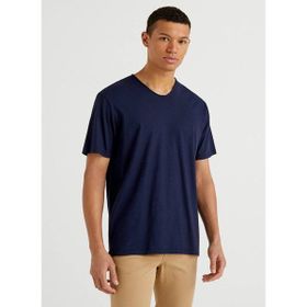 Benetton 123P3JE1J4264 V Yaka Lacivert Erkek T-Shirt