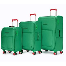 Benetton 2800 Ultra Light Hafif Lüx Kumaş Tekerlekli Yeşil 3'lü Valiz Seti