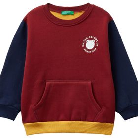 Benetton 3EB5G10BA Bordo Mix Slogan Baskılı Erkek Çocuk Sweatshirt