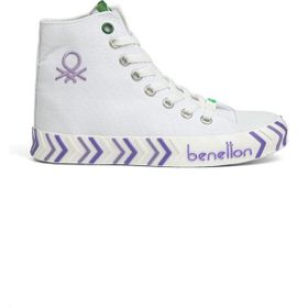 Benetton BN-30625-3374 Beyaz Lila Kadın Spor Ayakkabı