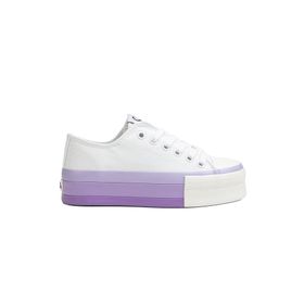 Benetton BN-30937 Beyaz-Lila Kadın Spor Ayakkabı