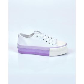 Benetton BN-30937 Beyaz-Lila Kadın Spor Ayakkabı