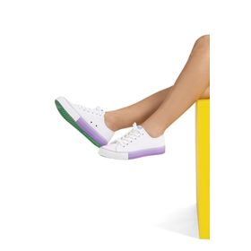 Benetton BN-90176-2 3374 Beyaz Lila Kadın Spor Ayakkabı