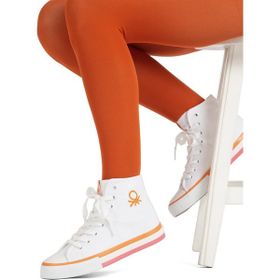 Benetton BN-90189-3374 Beyaz Turuncu Kadın Spor Ayakkabı