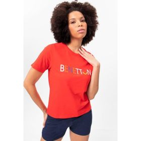 Benetton BNT-W20382-23Y Kırmızı Kadın T-shirt