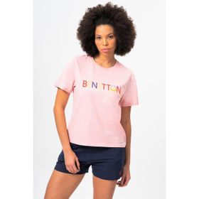 Benetton BNT-W20382-23Y Pudra Kadın T-shirt