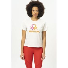 Benetton BNT-W20393-23Y Bej Kadın T-Shirt