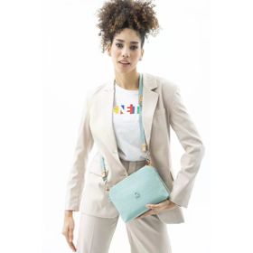 Benetton BNT461 Yeşil Açık Camel Logo Dokuma Çapraz Askılı Kadın Çantası