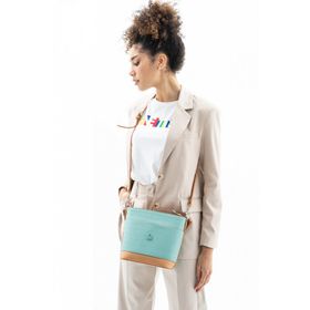 Benetton BNT469 Yeşil Açık Camel Kabartma Yüzey Kadın Omuz Çantası