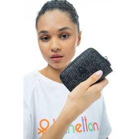 Benetton BNT940 Siyah Monogram Kadın Cüzdan
