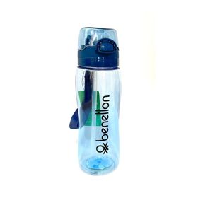 Benetton Mavi Şeffaf Tuşlu Otomatik Kapaklı Matara