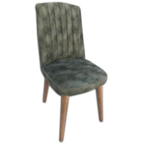 Bengi Ticaret 12576 Yeşil Papel Kayın Retro Ayak Soho Kumaş Çizgili El Yapımı Sandalye