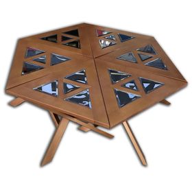 Bengi Ticaret 13668 Yonca Model Geometrik Ceviz ve Kayın Yapım Zigon Sehpa