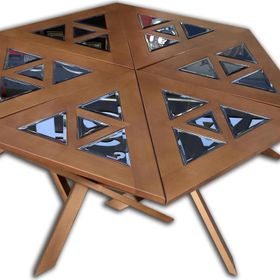 Bengi Ticaret 13668 Yonca Model Geometrik Ceviz ve Kayın Yapım Zigon Sehpa