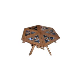 Bengi Ticaret 13668 Yonca Model Geometrik Ceviz ve Kayın Yapım Zigon Sehpa