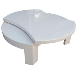 Bengi Ticaret 13771 Model Mdf Tabla Kayın Retro Ayak Parlak Beyaz Lake El Yapım Orta Sehpa